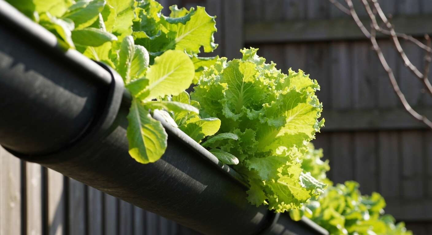 Mon astuce avec une vieille gouttière pour avoir des salades d'hiver sans une seule limace et sans traitement